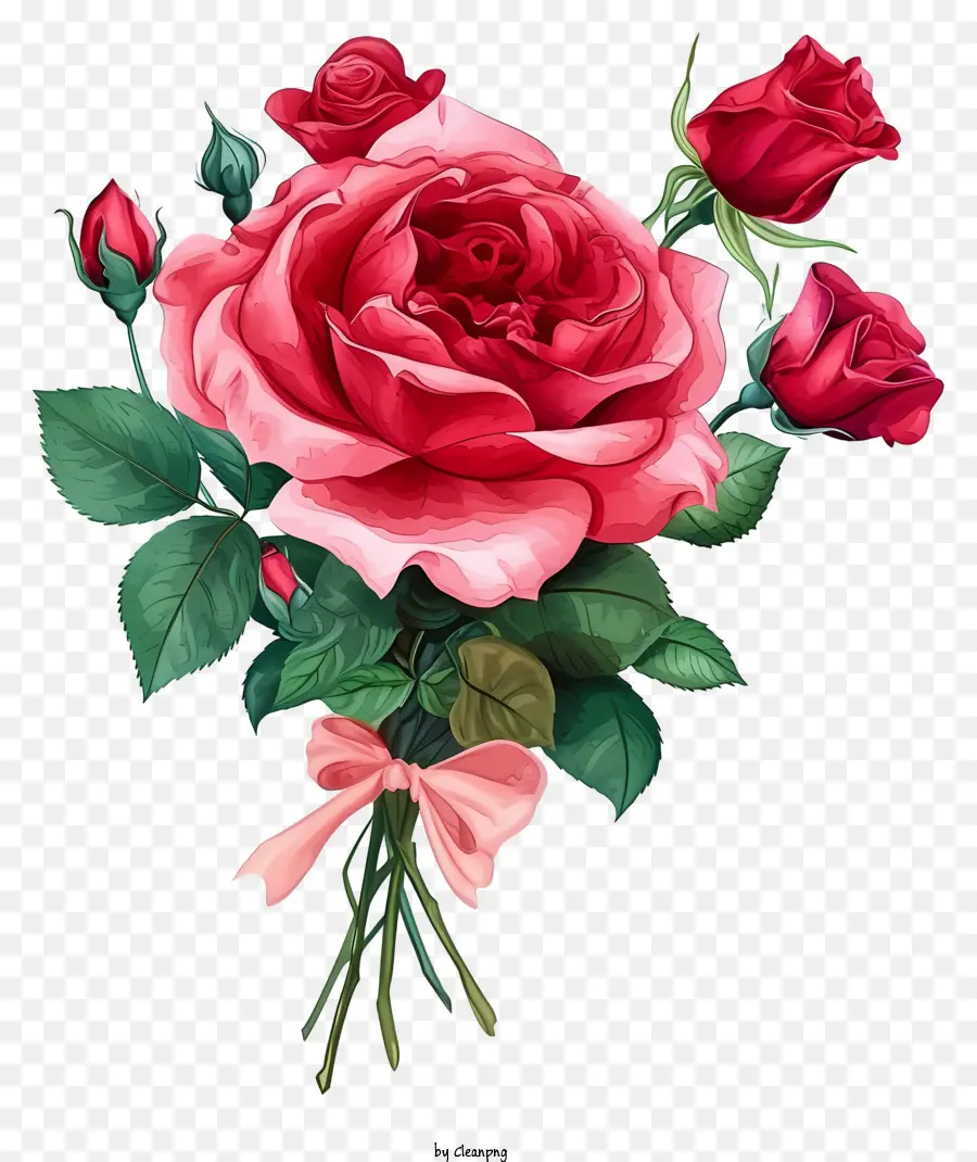 Valentine Rose Ilustra，Ramo PNG