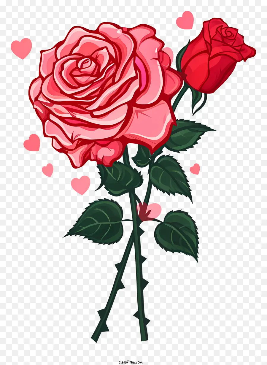 Ilustración De Vector Plano Minimalizado，Valentine Rose PNG