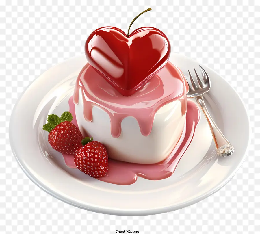 Postre De San Valentín，Pastel En Forma De Corazón PNG