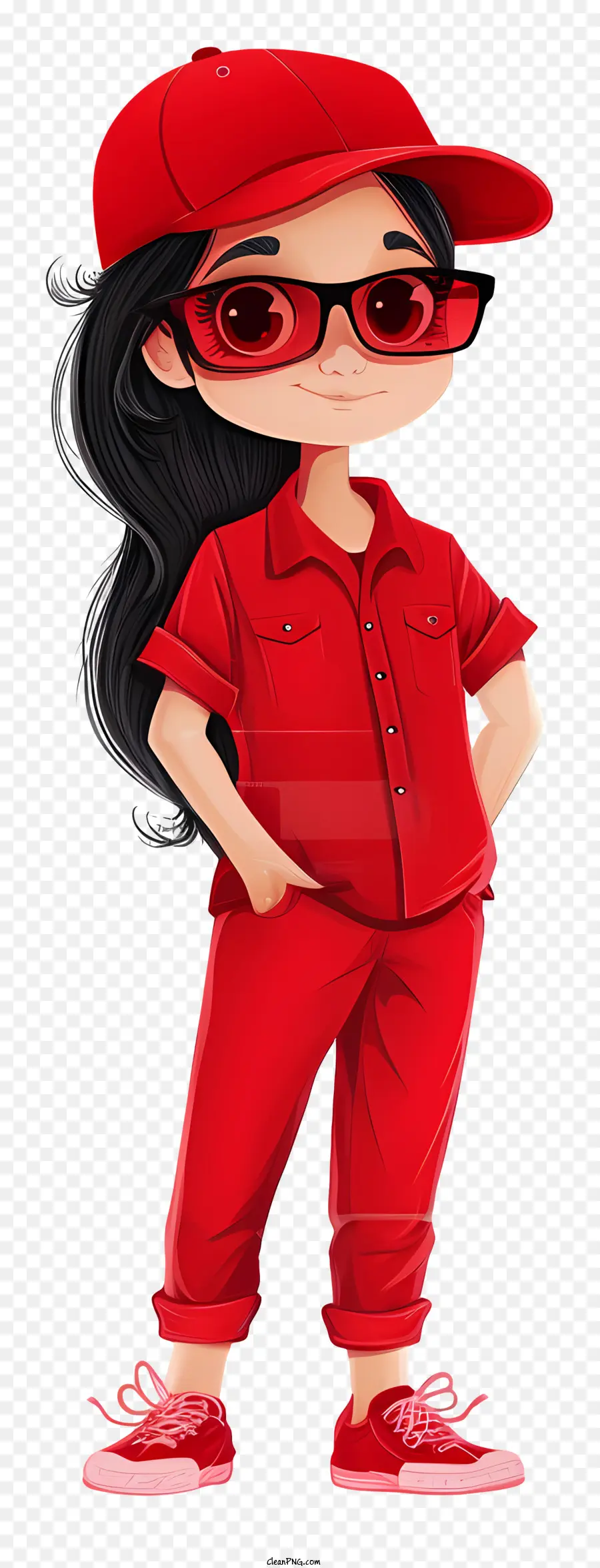 Cartoon Wear Day Red，Mujer Joven PNG