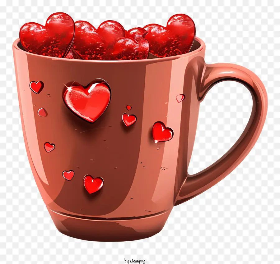 Taza Del Corazón Del Amor，Rojo De La Copa PNG