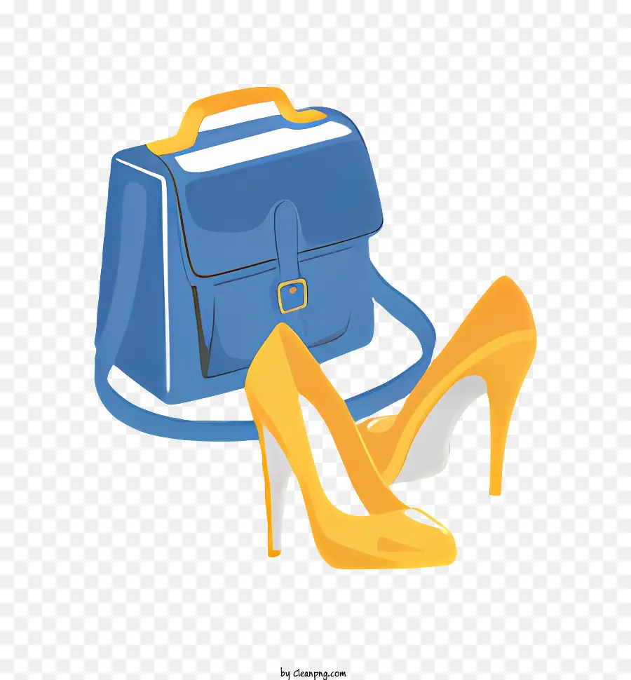 Icono，Bolso Azul Y Zapatos Amarillos PNG