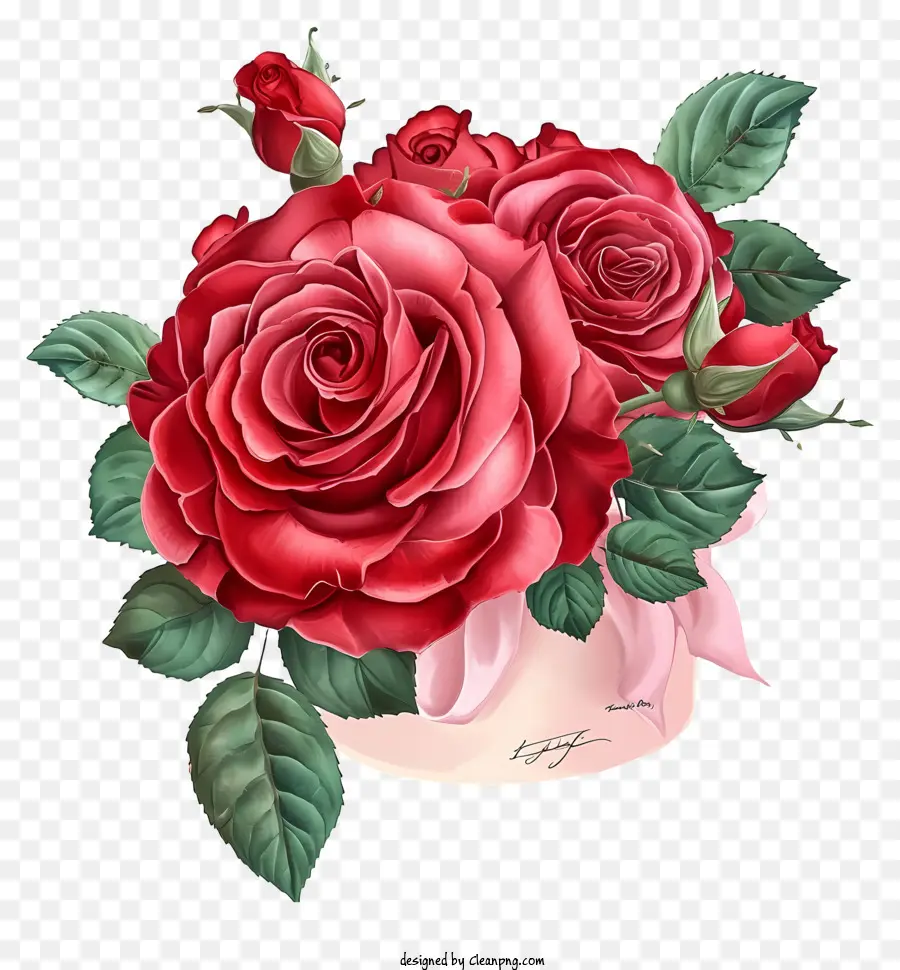 Arte Floral De Valentine Rose，Rosas Rojas PNG