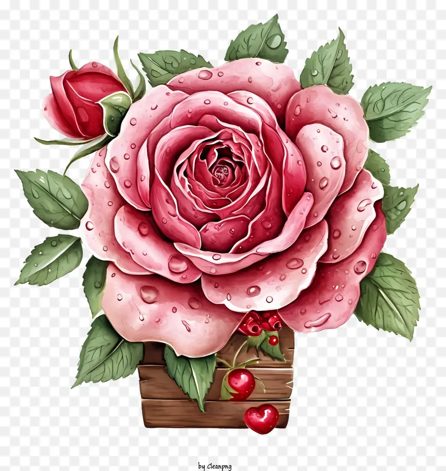 Arte Floral De Valentine Rose，Pintura A La Acuarela PNG