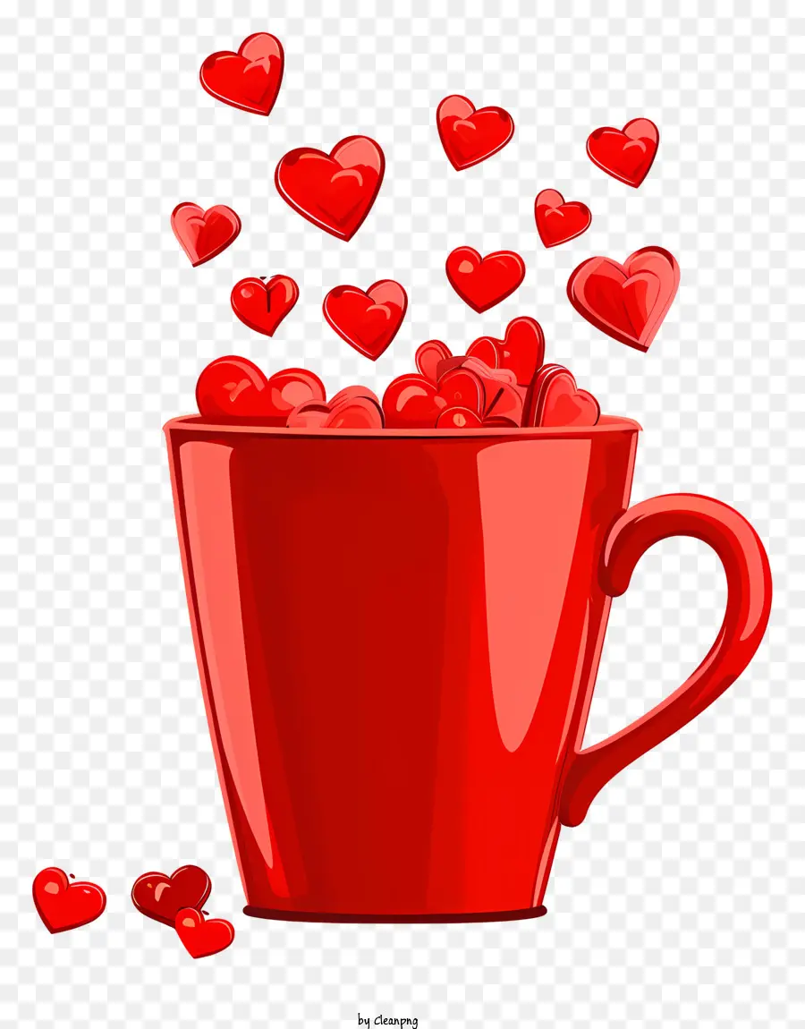 Taza Del Corazón Del Amor，Rojo De La Copa PNG