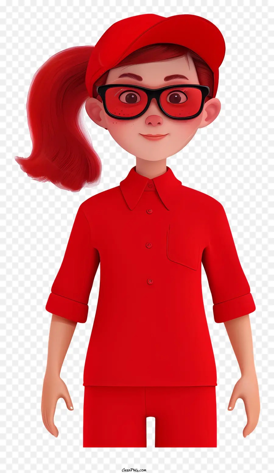 Cartoon Wear Day Red，Mujer Con Atuendo Rojo PNG