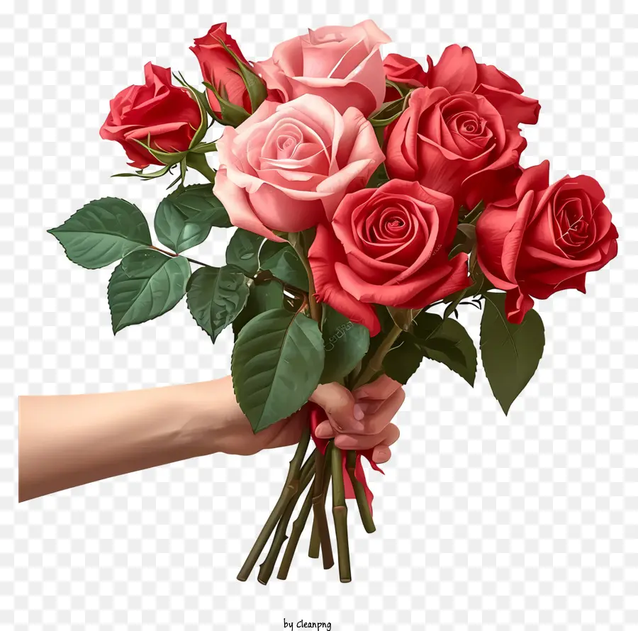 Emoji De Manojo De Rosas De San Valentín，Rosas Rojas Y Rosadas PNG