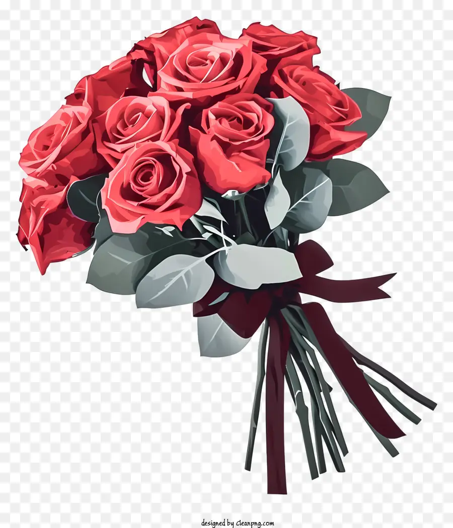 Ilustración De Vector Plano Minimalizado，Valentine Rose Bunch PNG