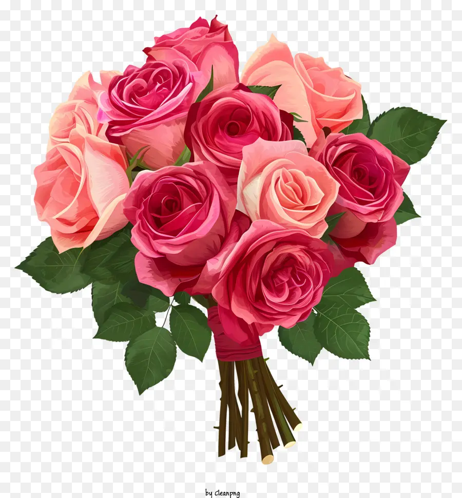 Valentine Rose Bunch Floral Art，Rosas De Color Rosa PNG