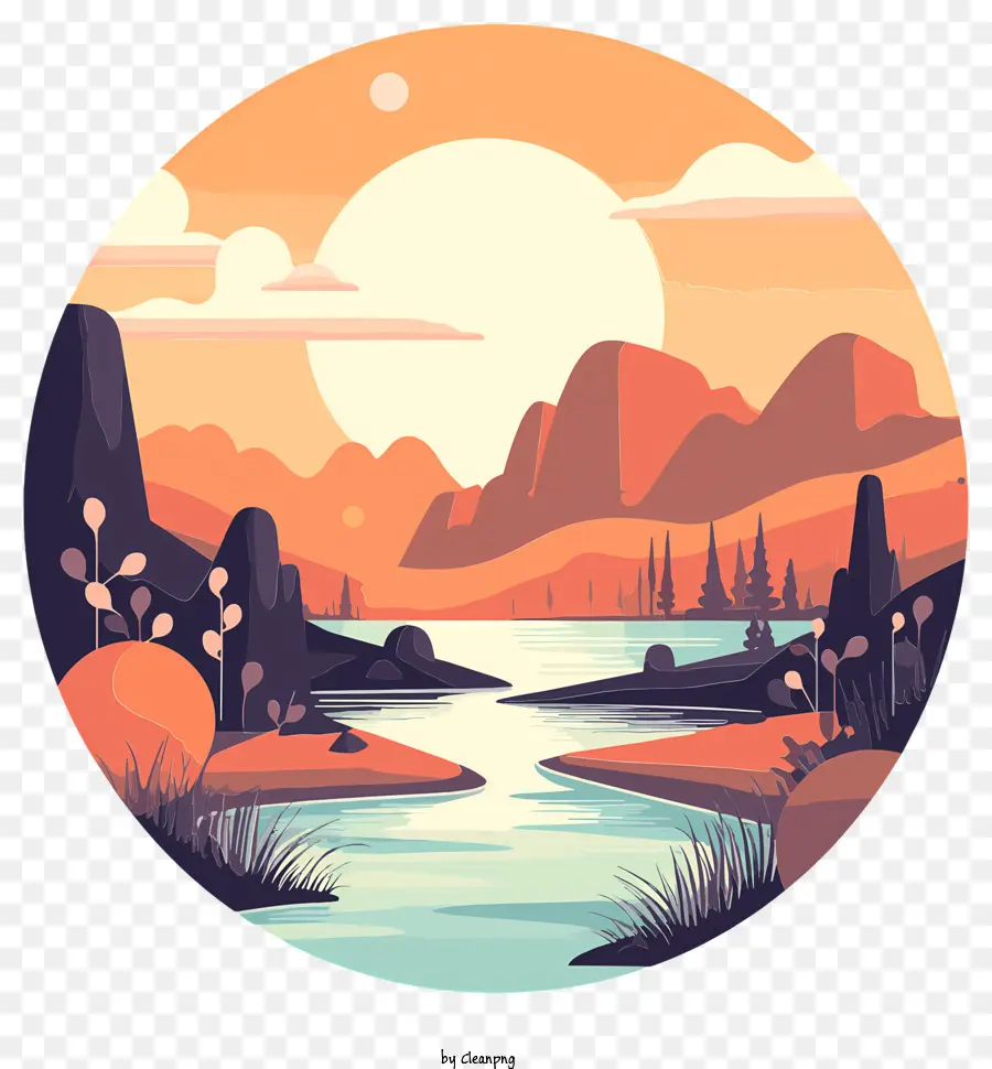 Icono，Paisaje Del Atardecer PNG