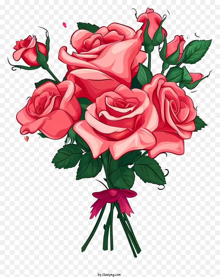 Dibujos Animados De San Valentín Rose Bunch，Rosas De Color Rosa PNG