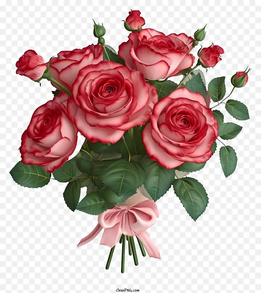 Bunch Realista En 3d Valentine Rose，Rosas De Color Rosa PNG