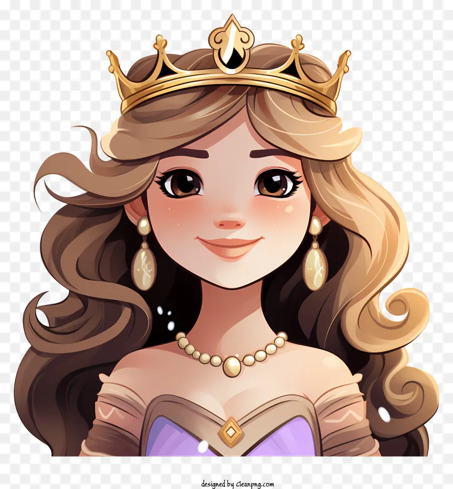 Retrato De Media Longitud De Princesa Plana，Personaje De Dibujos Animados PNG