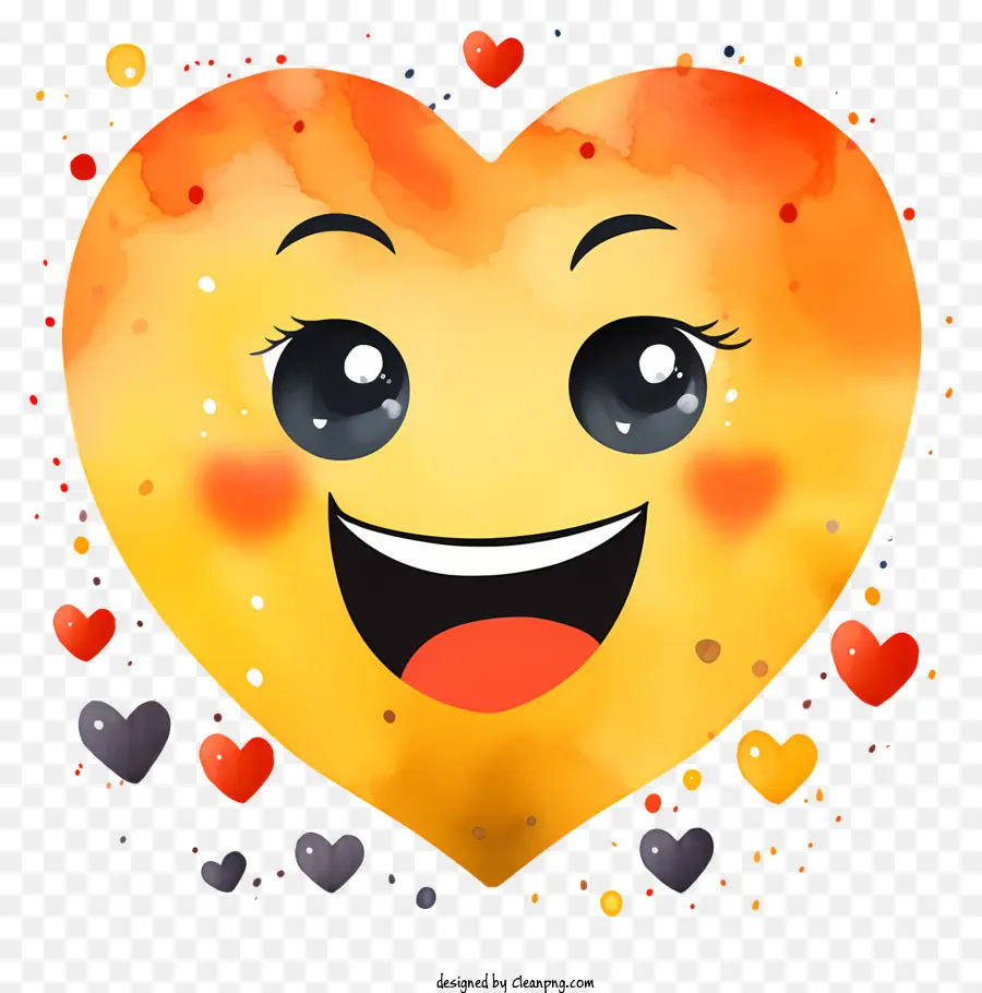 Emoji Acuarela Con Ojos De Corazón，Emoji De Corazón Sonriente PNG