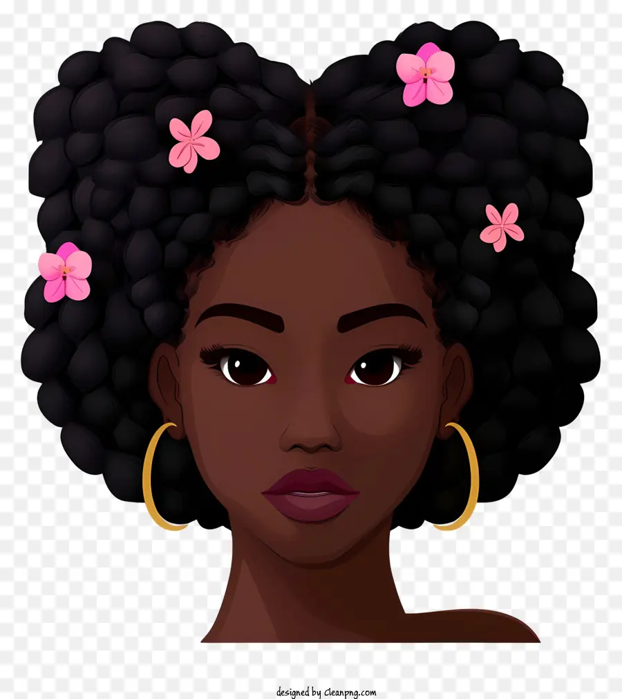 Emoji De Chica Negra，Mujer Con Pelo Rizado PNG