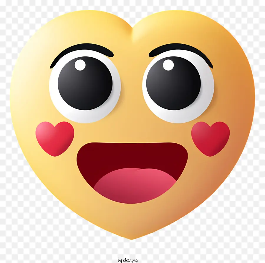 Emoji Plano Con Ojos De Corazón，Corazones Negros PNG