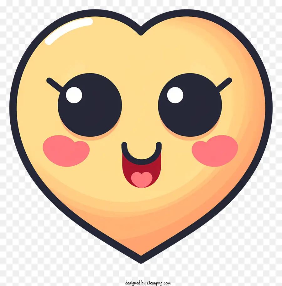 Emoji Dibujado A Mano Con Ojos De Corazón，Corazón Amarillo PNG