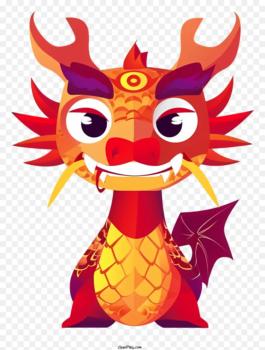 Ilustración De Vector Plano Minimalizado，Dragón PNG