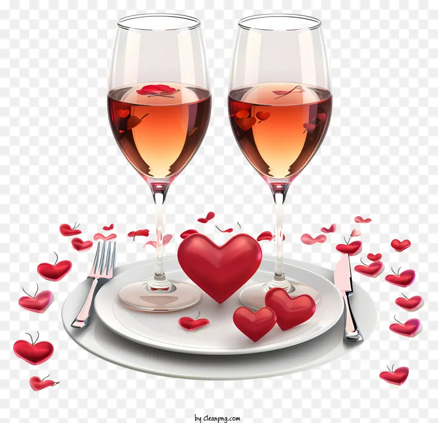 Cena Romántica，Copas De Vino PNG