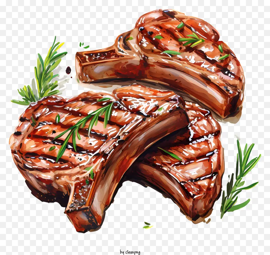 Chuletas De Cordero A La Parrilla，Pintura PNG