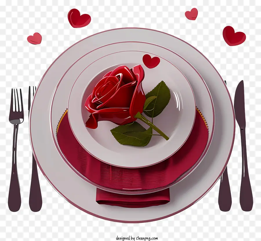 Set De Cena Romántica 3d Realista，Configuración De Mesa Blanca PNG