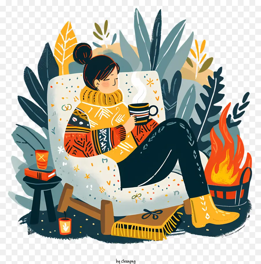 Hygge Vida，De Dibujos Animados De Mujer PNG