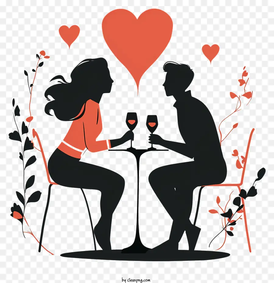 Cena Romántica，Silueta PNG