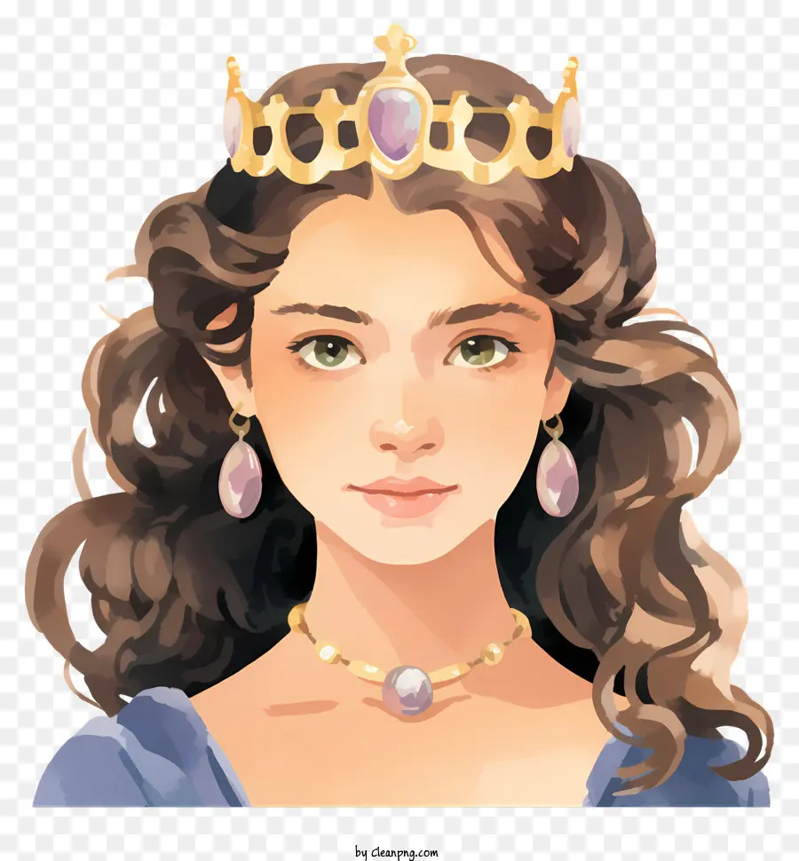 Retrato De Media Longitud De La Princesa De Acuarela，De Dibujos Animados De Mujer PNG