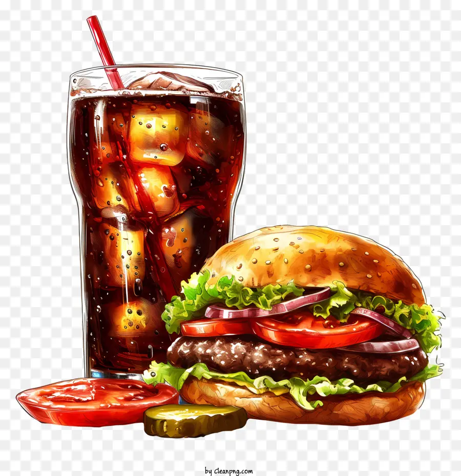 Supertazón，Hamburguesa Y Coca Cola PNG