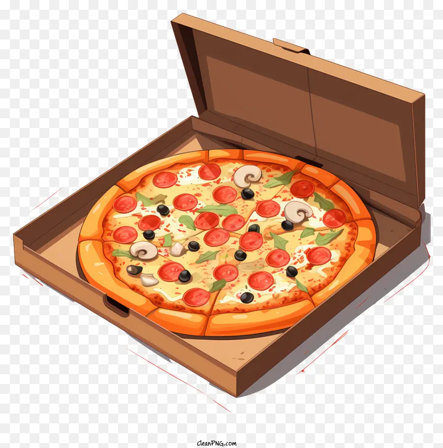 Pizza Plana En Caja Abierta，Pizza PNG