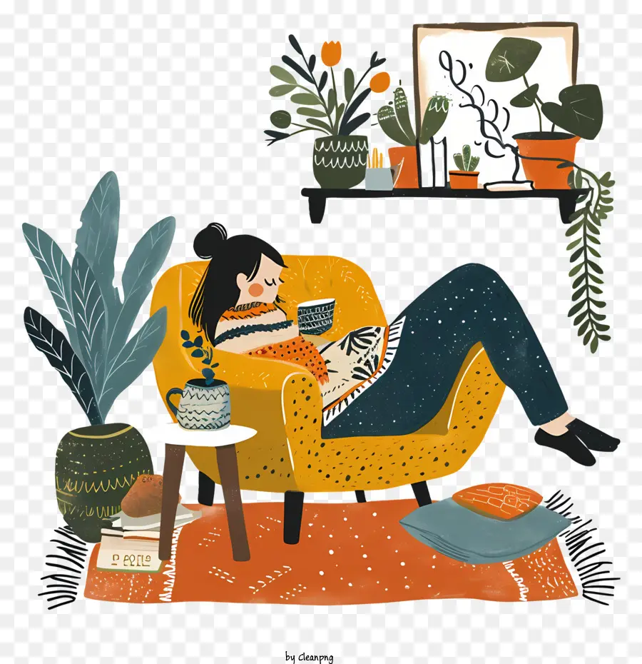 Hygge Vida，Mujer Leyendo Libro PNG