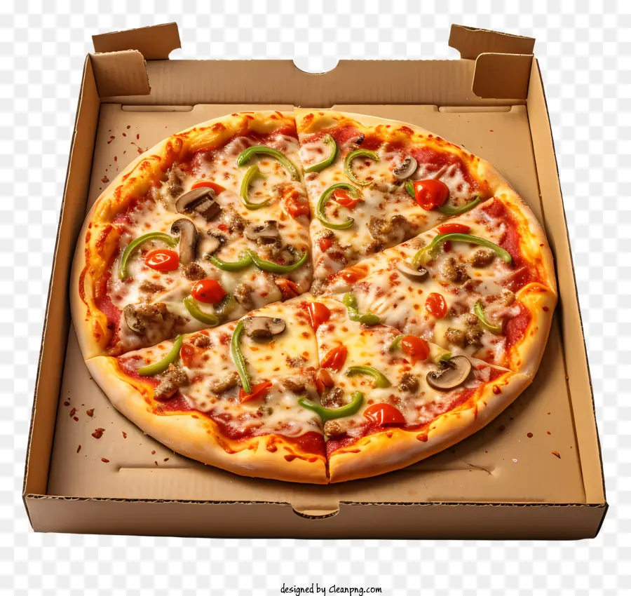 Pizza Estilo 3d En Caja Abierta，Pizza Vegetal PNG