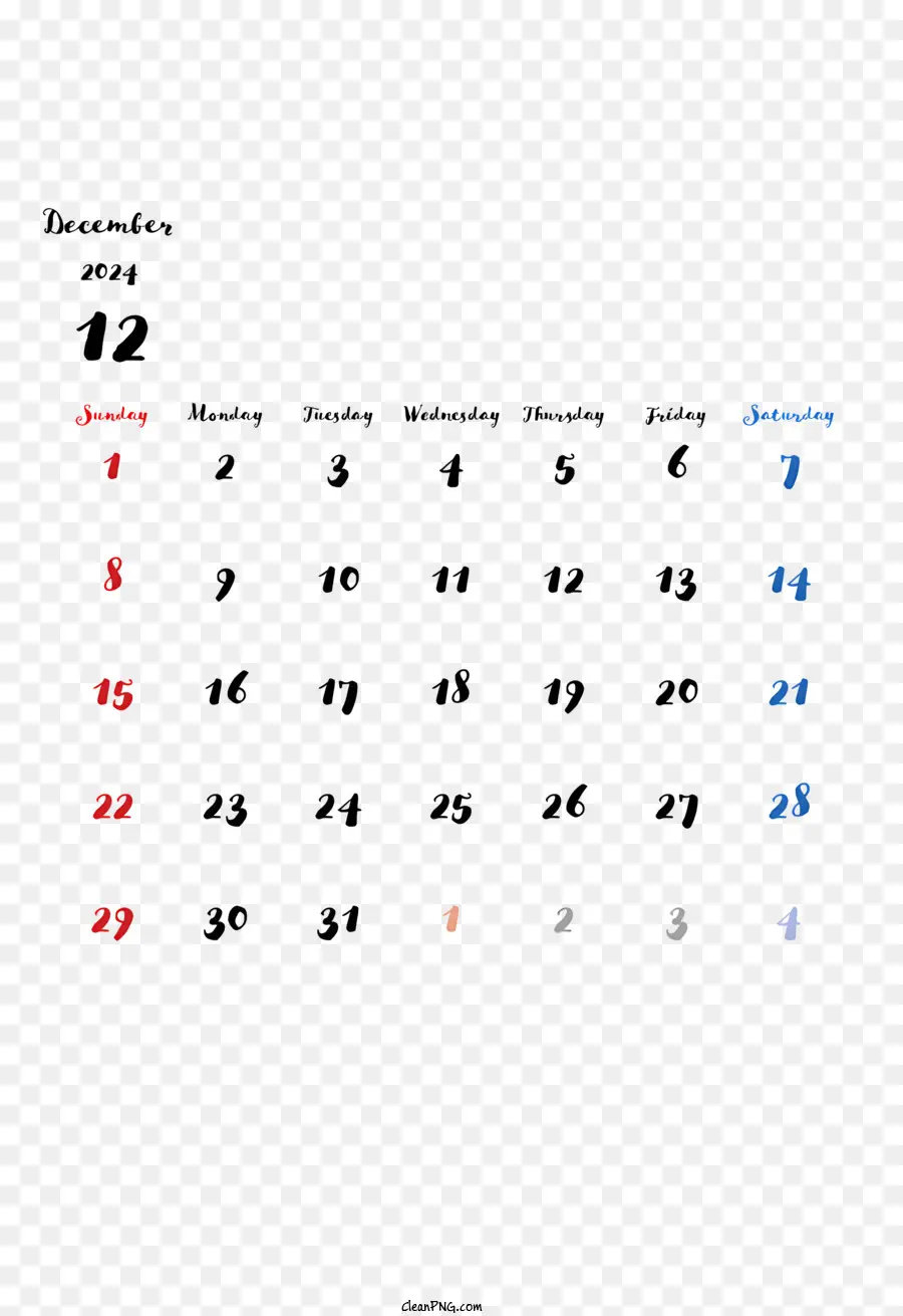 Diciembre De 2024 Calendario，2019 Calendario PNG