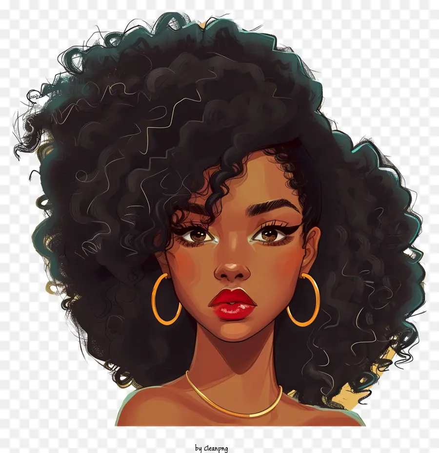 Icono De Chica Negra，Mujer Con Pelo Rizado PNG