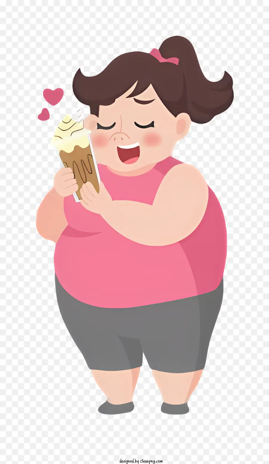 Cuerpo Gordo，Chica Con Helado PNG