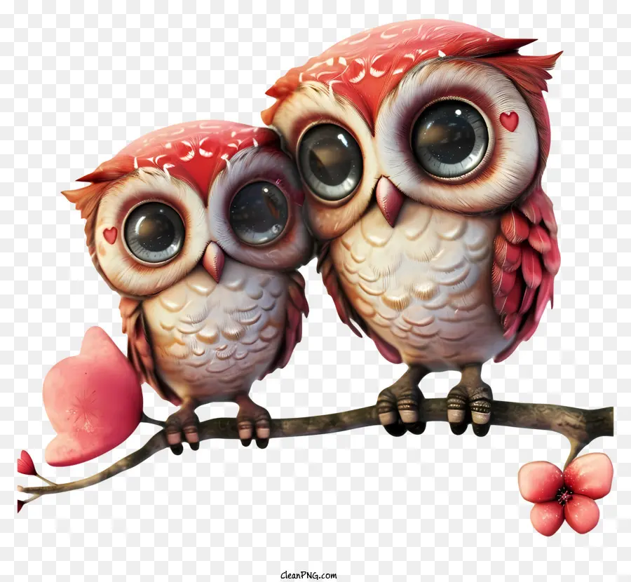 Psd 3d Romantic Valentine Owl，Las Lechuzas PNG