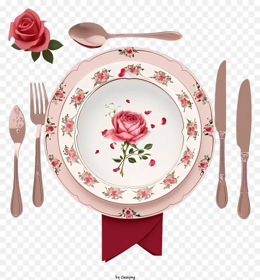 Juego De Cena Romántica Plana，Rosa PNG