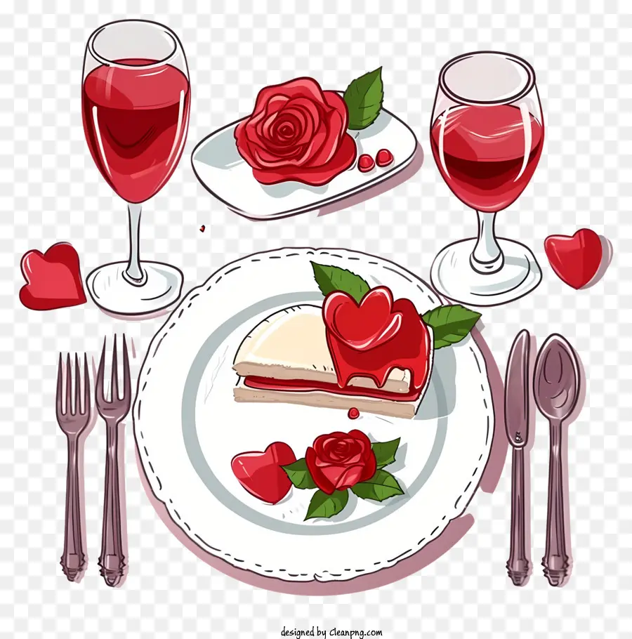 Conjunto De Cena Romántica De Dibujos Animados，Cena Romántica PNG