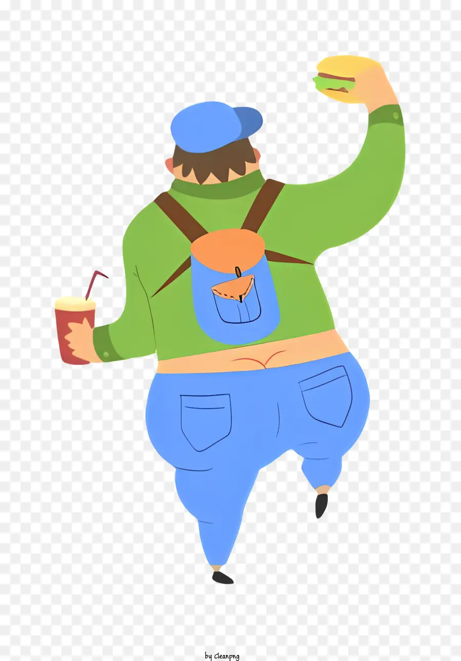 Cuerpo Gordo，Hombre Con Hamburguesa PNG