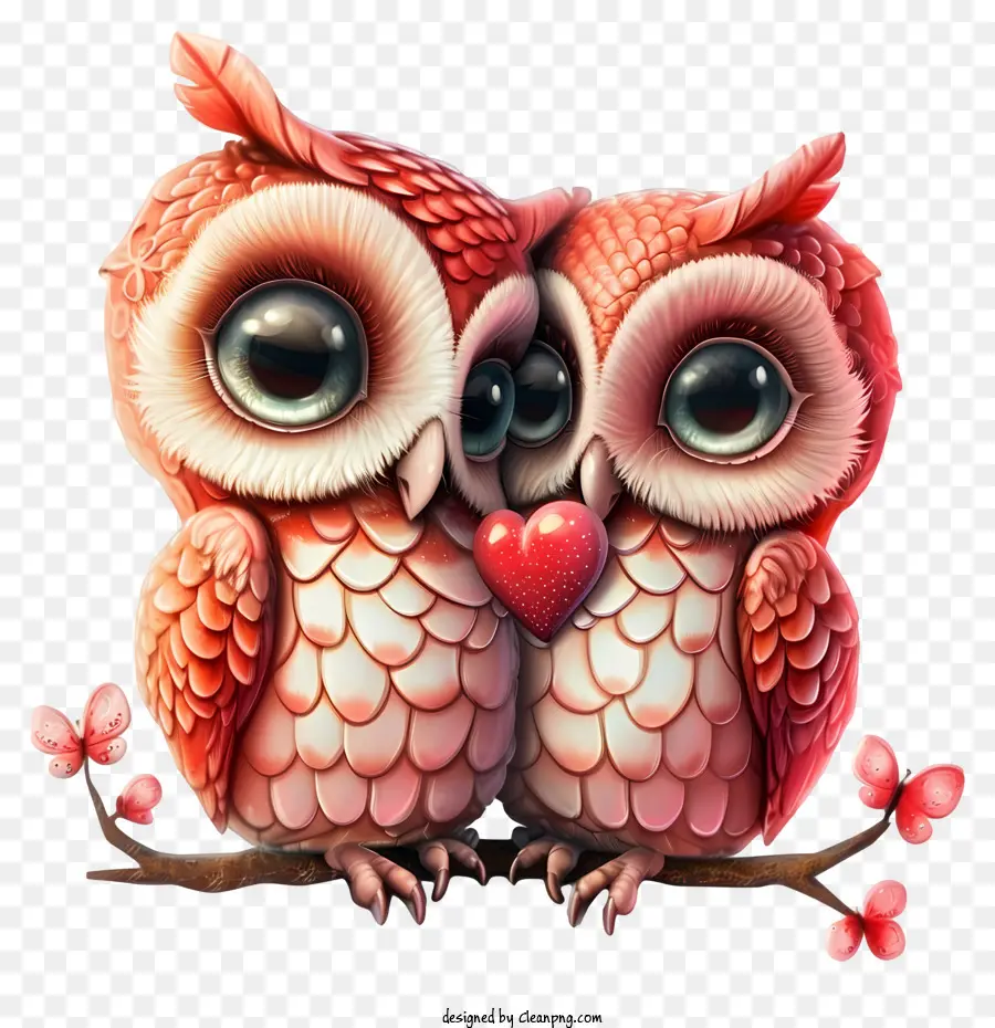 Psd 3d Romantic Valentine Owl，Búhos Rosados PNG
