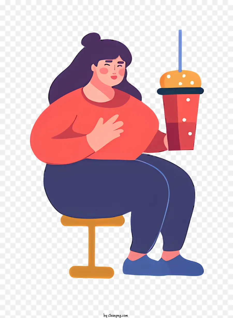 Cuerpo Gordo，Mujer Con Bebida PNG