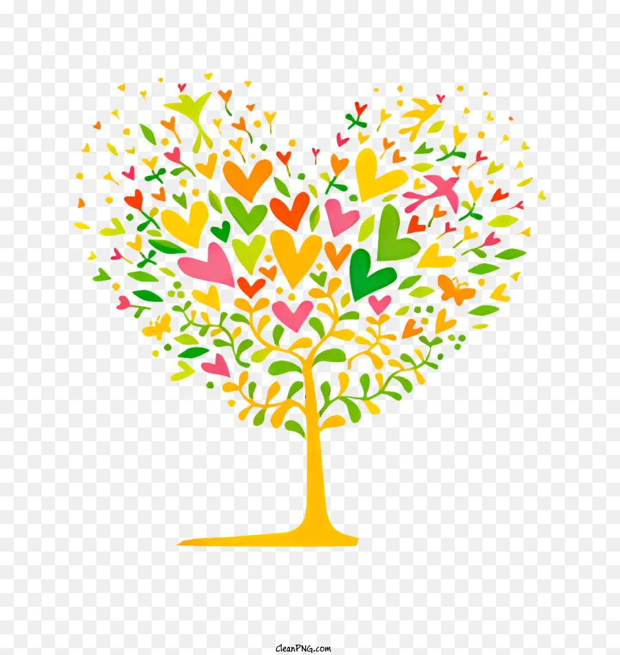 Árbol Hecho De Corazones，Corazones Interconectados PNG