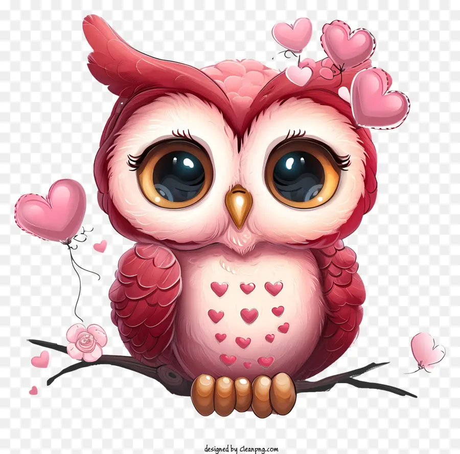 Búho De San Valentín De Dibujos Animados，Pink Owl PNG