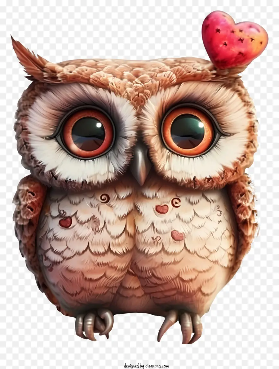 Psd 3d Romantic Valentine Owl，Brown Búho PNG