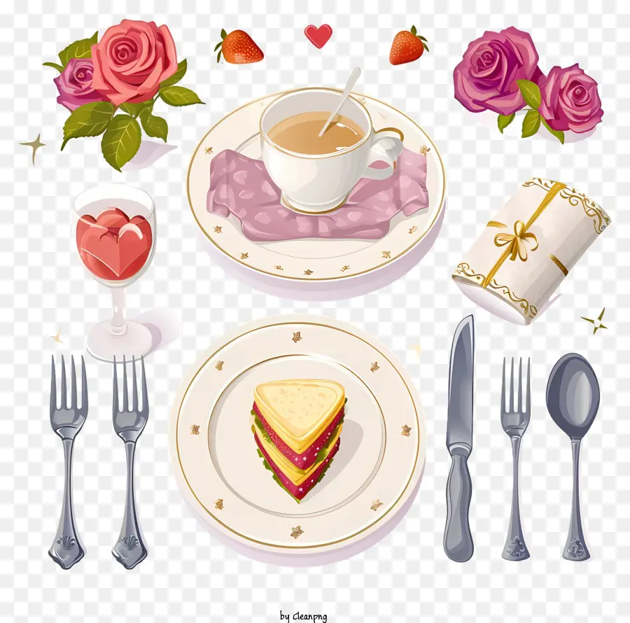 Set De Cena Romántica Emoji，Ajuste De La Tabla PNG