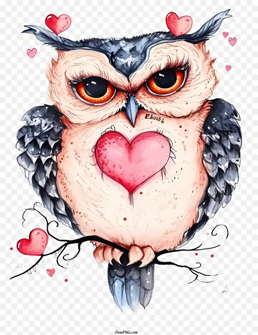 Búho De San Valentín Dibujado A Mano，Aves PNG