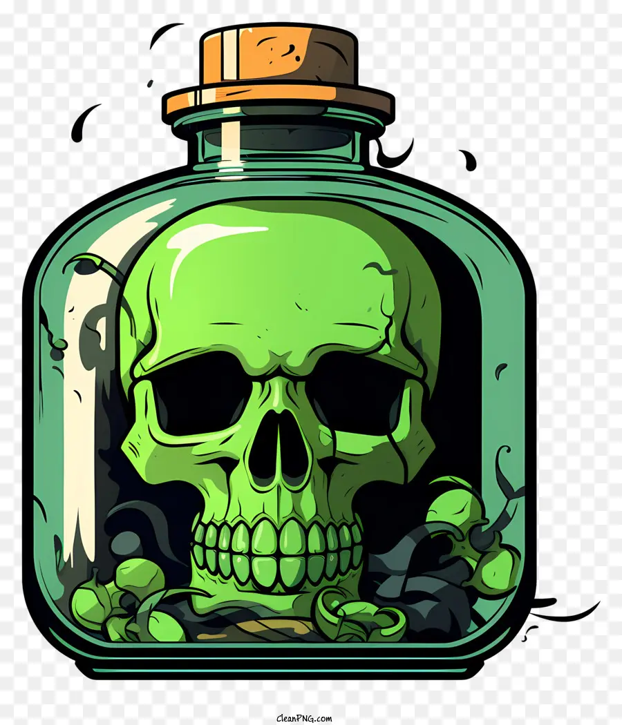 Estilo De Boceto Venenoso，Calavera En Botella PNG