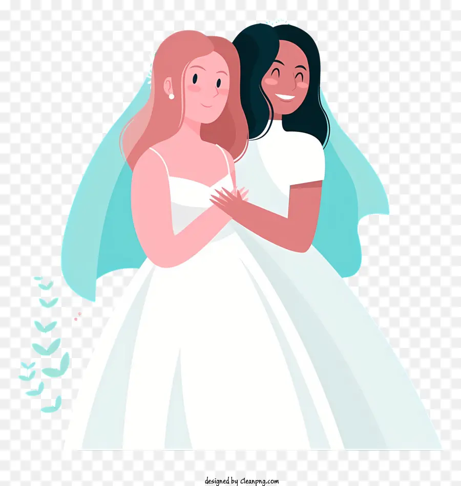 Novias De Dibujos Animados Y Damas De Honor，Boda Samesex PNG