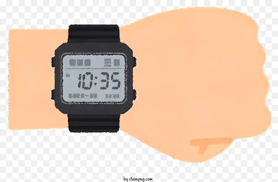 Reloj De Pulsera Negra，Gesto De Mano Grande PNG