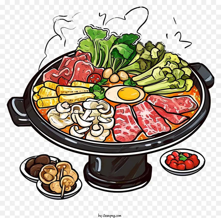 Doodle China Hot Pot，Pot Caliente Asiática PNG